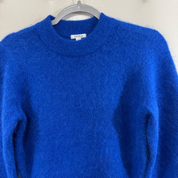Pistola Sara Shrunken Crewneck Sweater Alpaca Blend in vibrant "Azure Blue - Picture 6 of 13